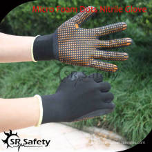 SRSAFETY 15G nylon spandex liner orange dots palm nitrile luvas em nantong